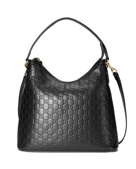 gucci signature hobo bag black leather|Gucci guccissima hobo bag.